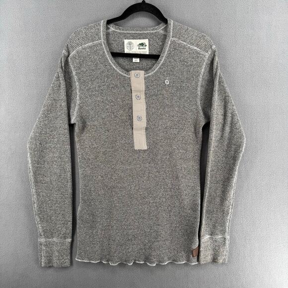 Roots x Tom Thomson Long Sleeve Thermal Mens M Gray Canada Outdoor Cotton Blend - Picture 1 of 13